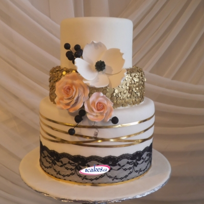 Beauty Gold Sequins Wedding Cake