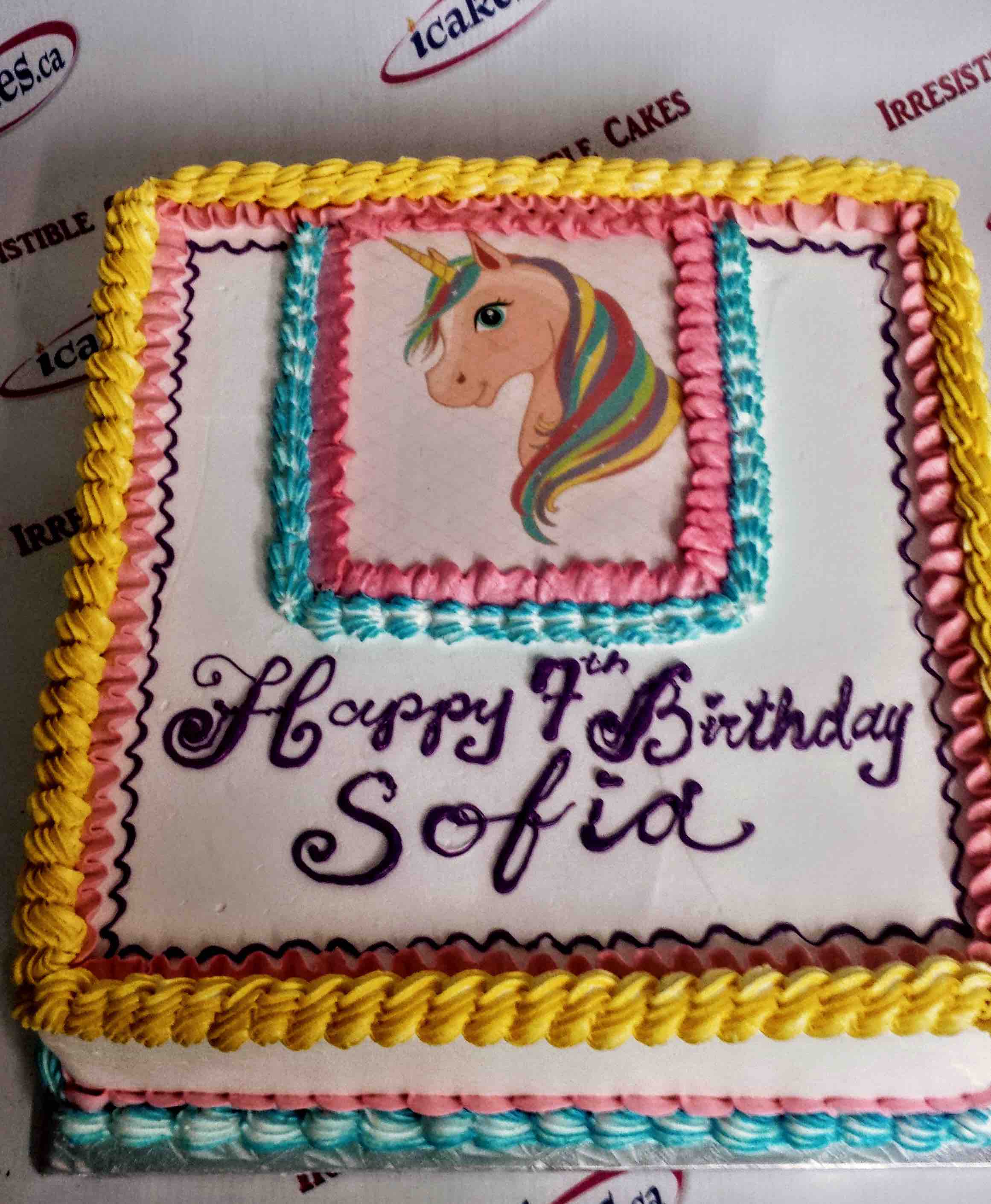 Unicorn Buttercream Photo Kids Girl Birthday Cake