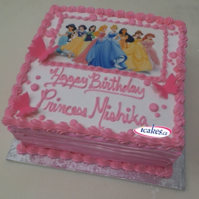 Princess Photo Buttercream Kids Girl Birthday Cake