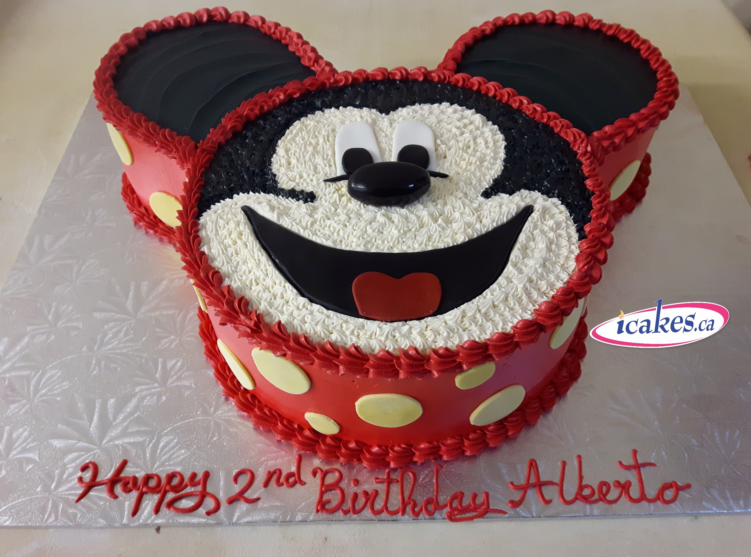 Mickey Mouse Shape Boy Kids Buttercream Cake