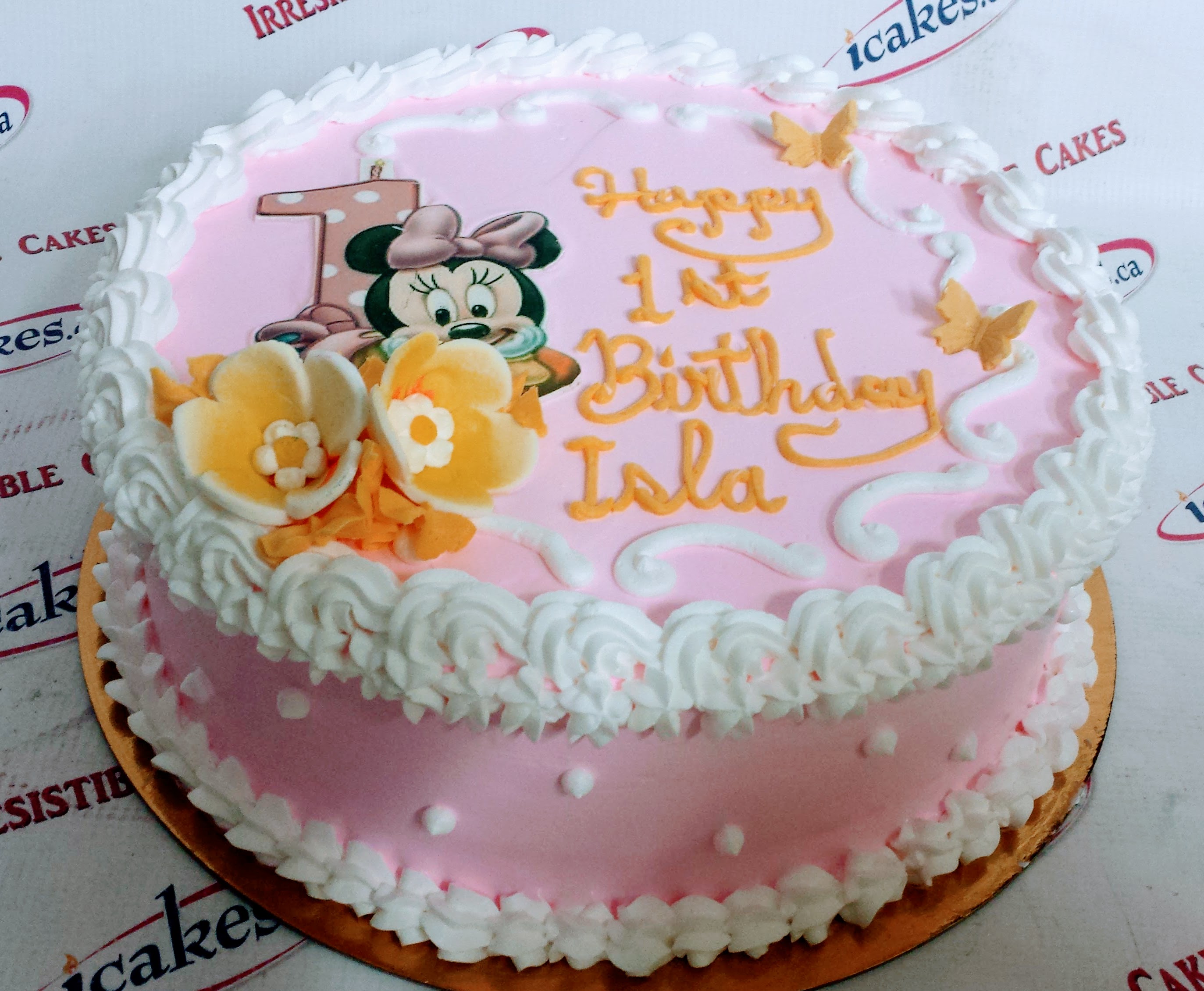 Minnie Mouse Theme Buttercrean Round Kids Girl Birthday Cake From Irresistible Cakes