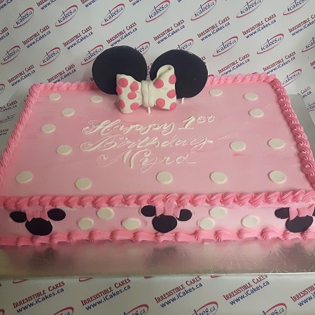 Minnie Mouse Bow Slab Special Girl Birthday Cake Etobicoke