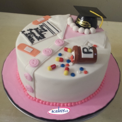 Pharmaceutical Doctors Choice Fondant Birthday/Graduation Cake