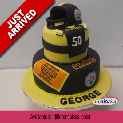 Steelers Jersey, Sports, 2 Tier Fondant Birthday Cake For Man/Boy