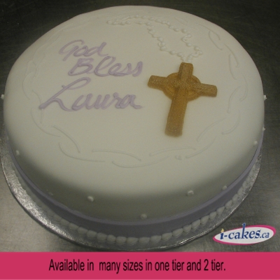 Baptism Slab Bow Buttercream Religious Cake