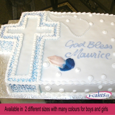 3D Cross Buttercream Slab Boy Girl Religious Communion Baptism Cake