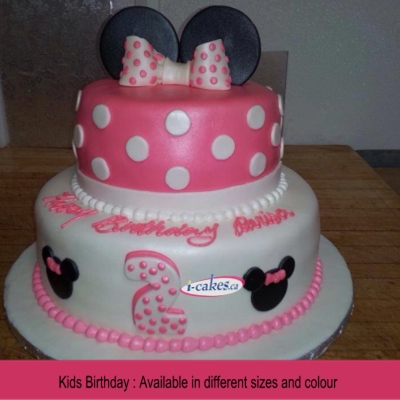 Mickey Mouse And Minni Mouse 2 Tier Fondant Kids Cake