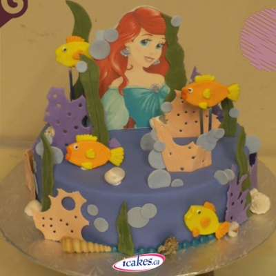 Little Mermaid fondant  kids girl birthday cakes icakes