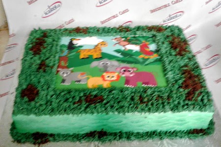 Jungle Safari theme baby shower slab cake from Irrresistible Cakes Woodbridge