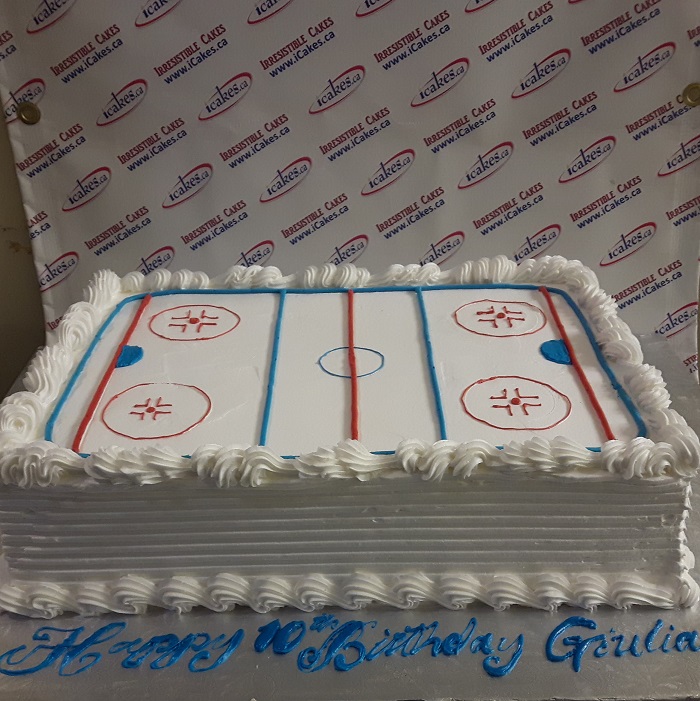 Hockey rink sports slab boy birthday cake from Irresistible Cakes Woodbridge