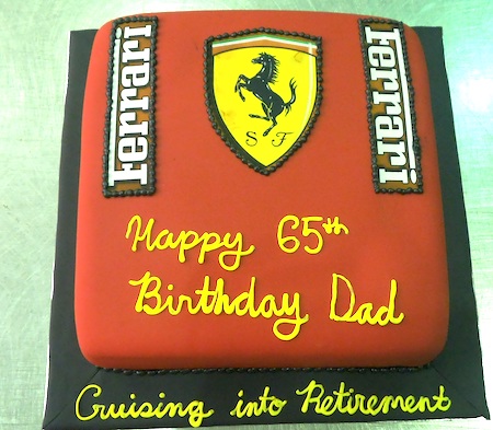 Ferrari Car Logo Fondant Birthday Cake For Man/Boy