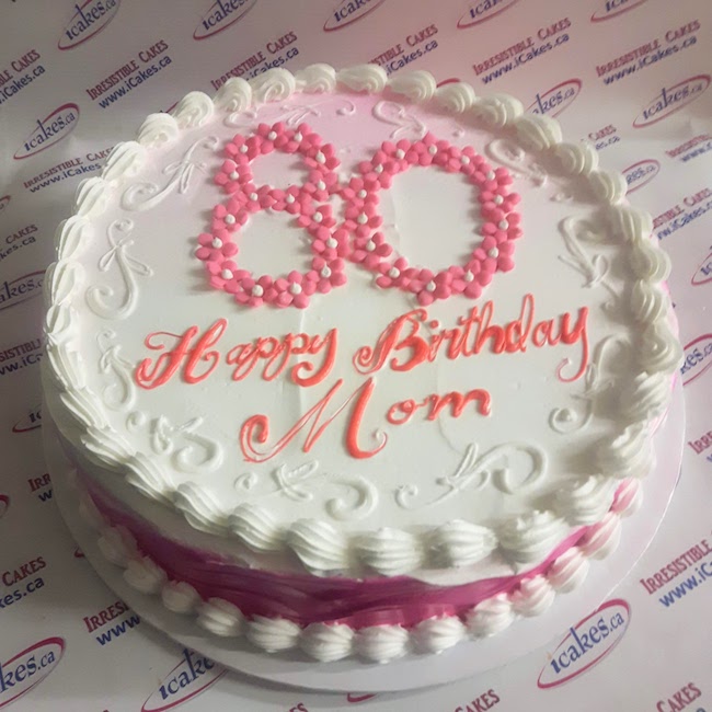 Regular 80 Number Buttercream Mother or Woman Birthday Cake