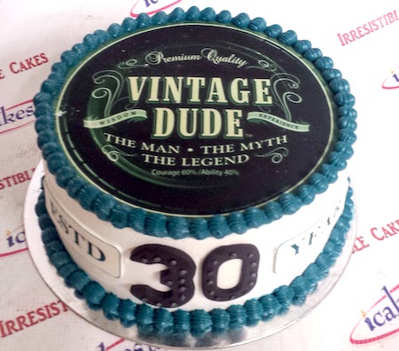 Vintage Dude photo Buttercream birthday cake