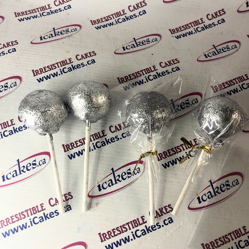 Special silver glitter Disco Balls cake pops