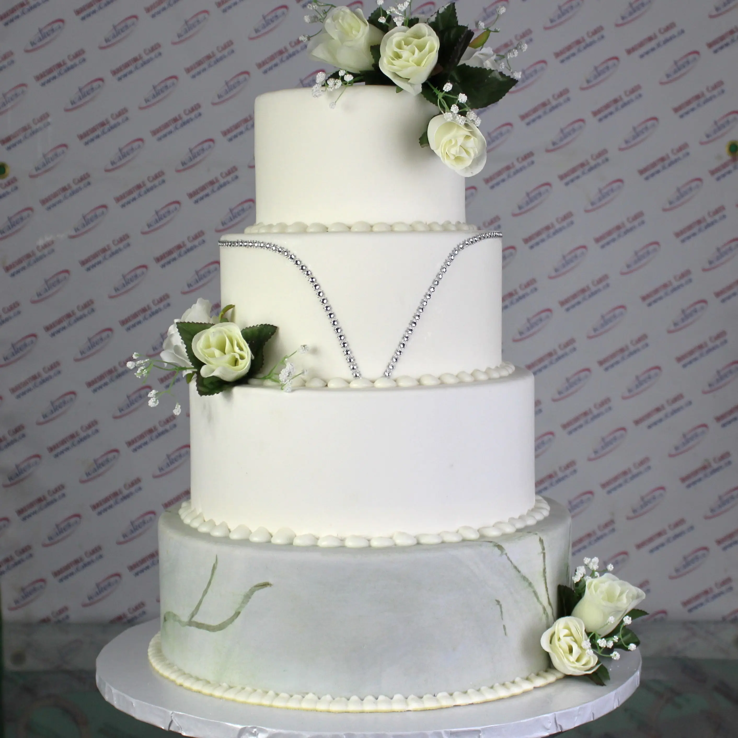 Blissful Crumbs Wedding cake marble silk roses