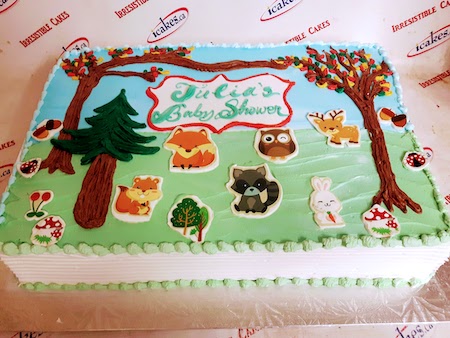 Woodland, Jungle, Animal Theme Baby Shower Or Gender Reveal Slab Cake Toronto