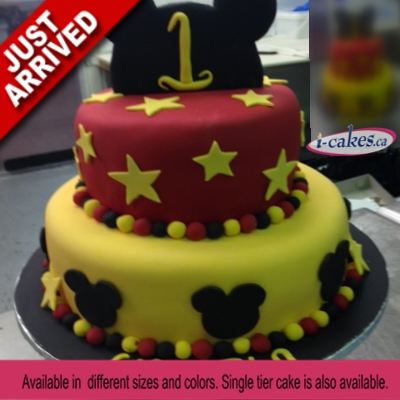 Mickey Mouse And Minni Mouse 2 Tier Fondant Kids Cake