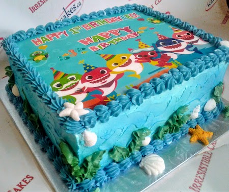 Baby Shark Girl Boy Birthday Full Picture Photo Cake Lady Bug