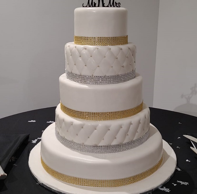 Gold or Silver Bling Quilted Wedding Cake From Irresistible Cakes Woodbridge